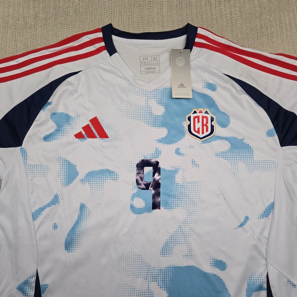 Adidas Costa Rica Cedeño Number 9 Soccer Jersey Mens 2XL White Blue - Picture 3 of 12